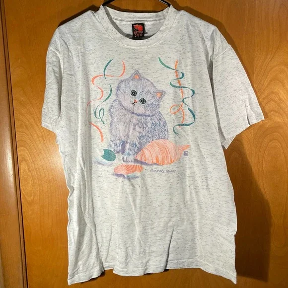 Vintage Native Sun Ocracoke Island North Carolina Awesome Cat Shirt Large L USA - Picture 1 of 11